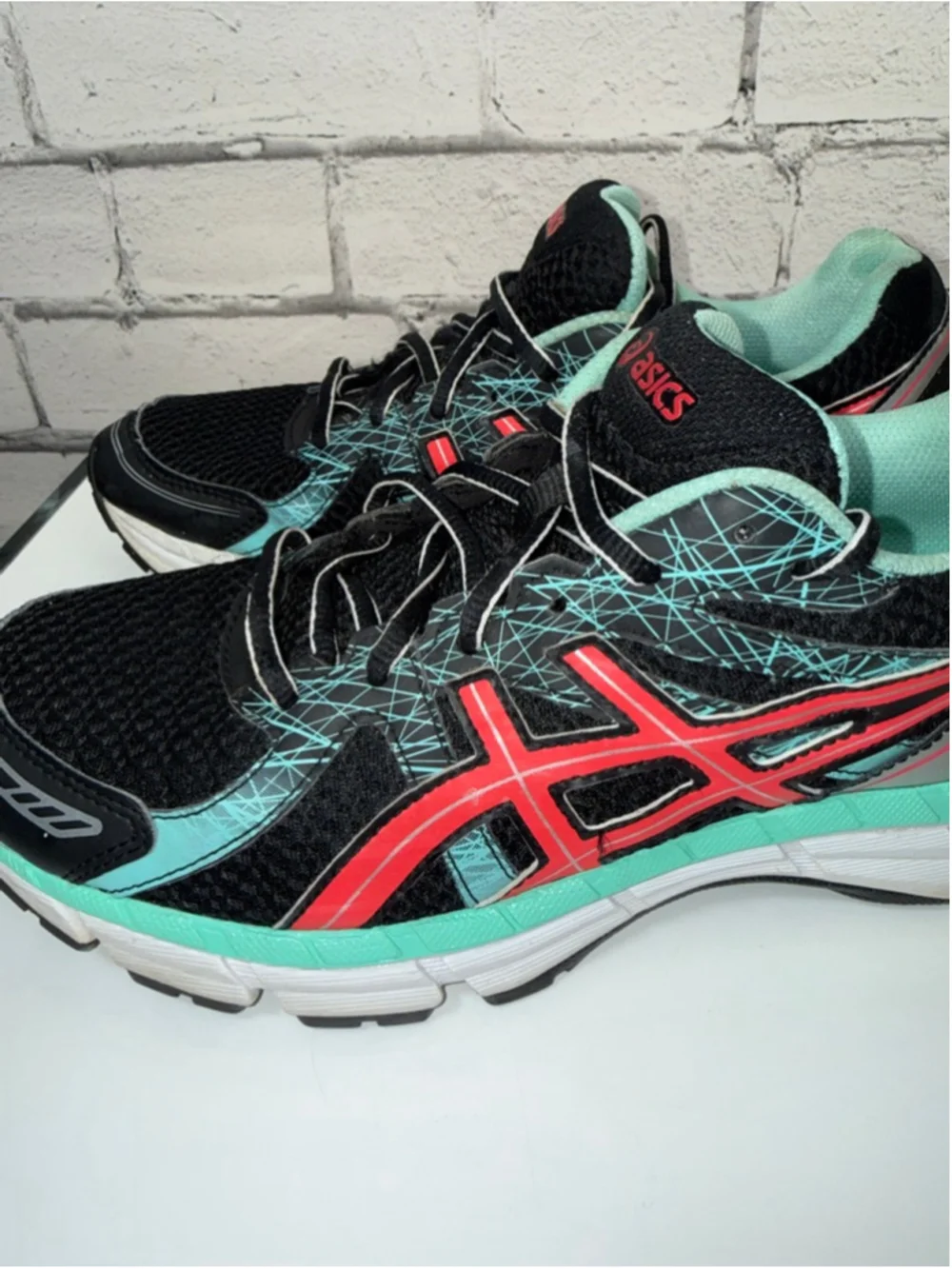 Women's ASICS GEL-EXCITE 2 Athletic Running Shoes Size 9 Black Teal Gym Shoes